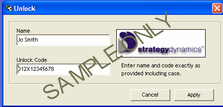 Enter name and code as provided